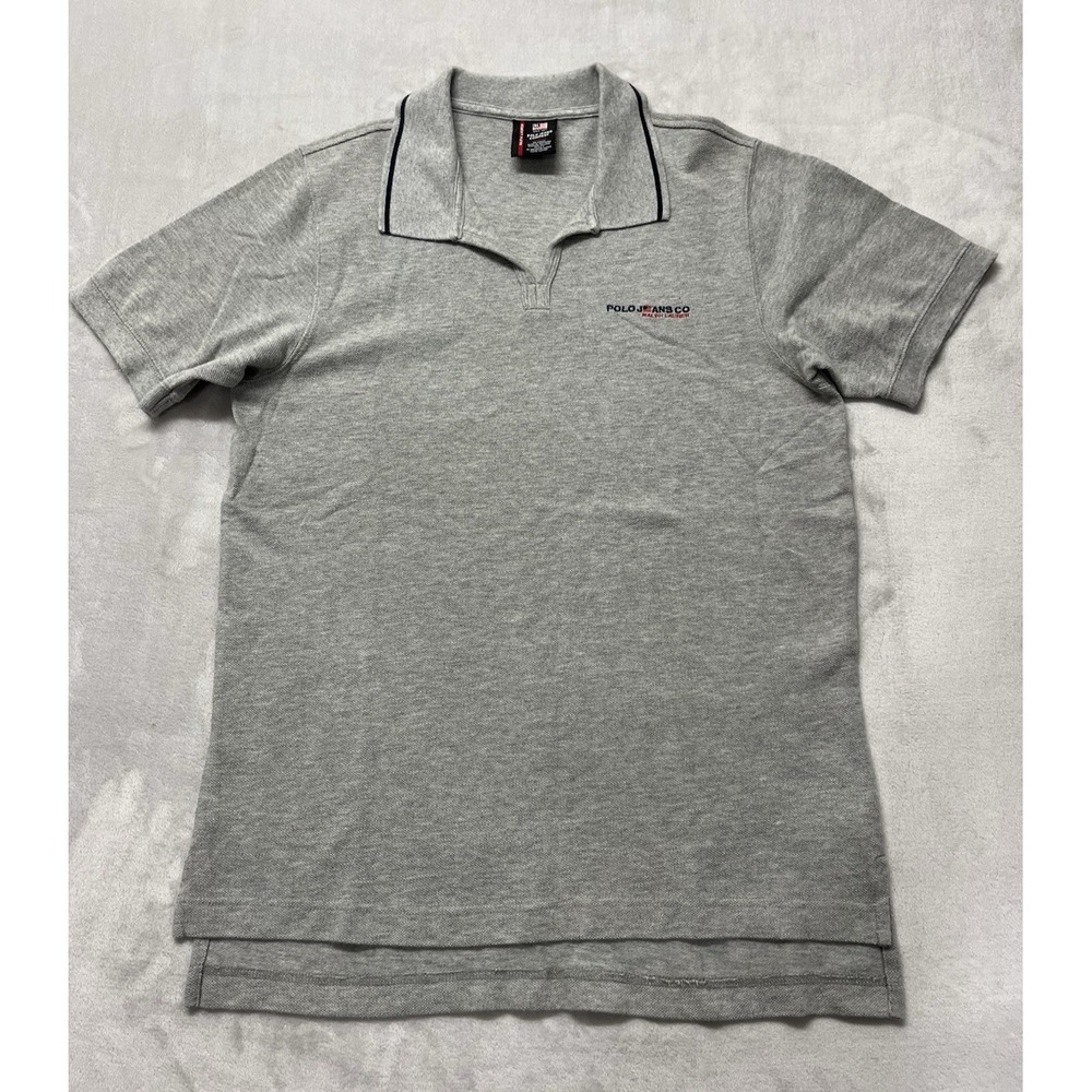 VTG Polo Jean Company Ralph Lauren Polo Shirt Men Medium Gray V-Neck Preppy